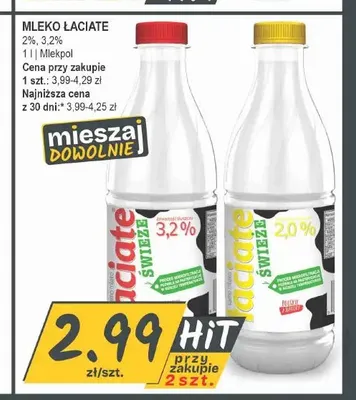 Mleko świeże Łaciate 3,2% promocja w Słoneczko