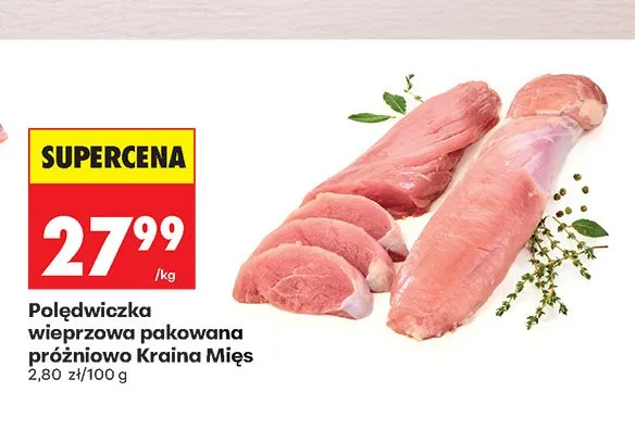 Polędwiczka wieprzowa pakowana próżniowo Kraina Mięs promocja w Biedronka