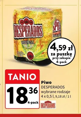 Piwo Desperados wybrane rodzaje 4-pak promocja w Intermarche