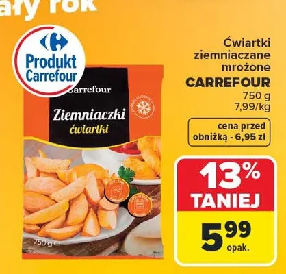 Ćwiartki ziemniaczane mrożone Carrefour promocja w Carrefour