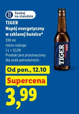 Napój energetyczny w szklanej butelce Tiger promocja w Lidl