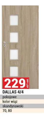 Drzwi DALLAS 4/4 pokojowe kolor wiąz skandynawski 70,80 promocja w Merkury Market