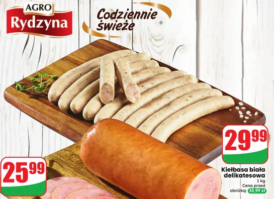 Kiełbasa biała delikatesowa Agro Rydzyna promocja w Dino