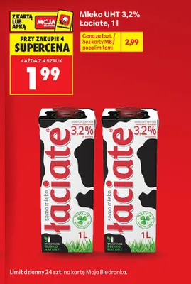 Mleko UHT Łaciate 3,2% promocja w Biedronka