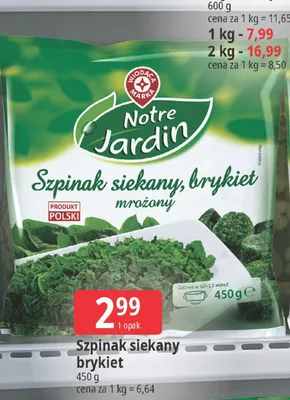 Szpinak siekany brykiet mrożony promocja w Leclerc