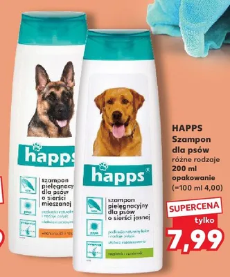 Szampon pielęgnacyjny dla psów o sierści mieszanej HAPPS promocja w Kaufland