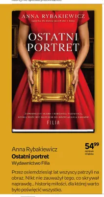 Książka Ostatni portret Anna Rybakiewicz promocja w Empik