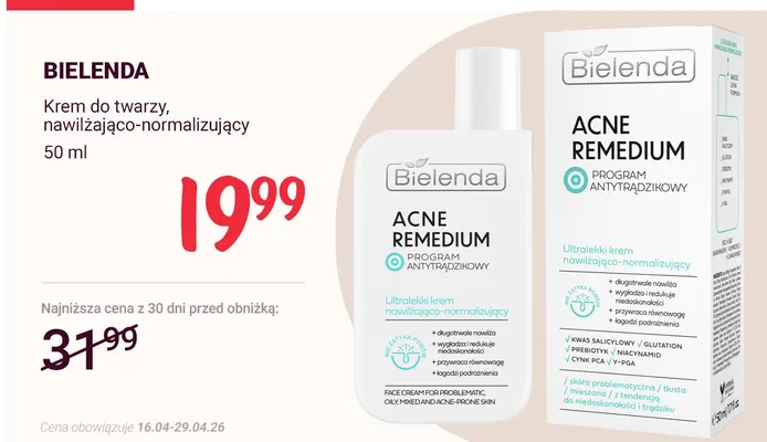 Krem do twarzy nawilżająco-normalizujący promocja w Rossmann