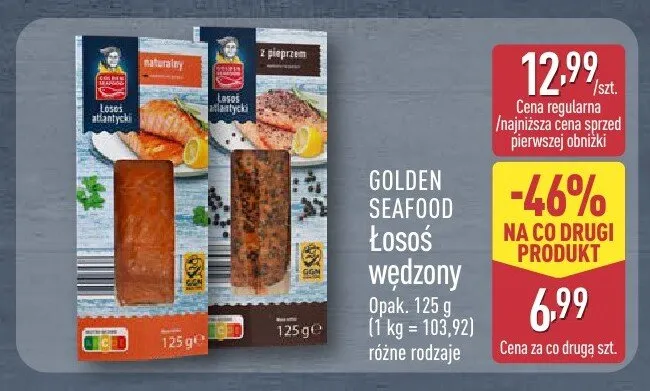 Łosoś wędzony z pieprzem Golden Seafood promocja w Aldi
