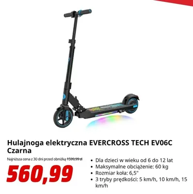 Hulajnoga elektryczna Evercross Tech EV06C promocja w Media Markt