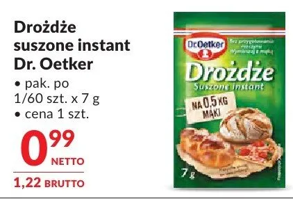Drożdże suszone instant Dr. Oetker promocja w Makro