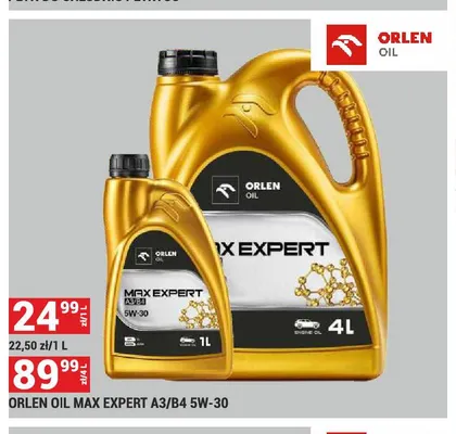 Olej silnikowy Orlen Oil Max Expert A3/B4 5W-30 promocja w Merkury Market