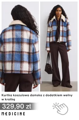 Kurtka koszulowa damska z dodatkiem wełny w kratkę Medicine promocja w Medicine