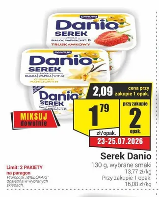 Serek homogenizowany Danio truskawkowy promocja w Delikatesy Sezam