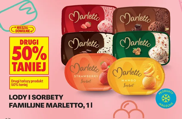 Lody i sorbety familijne różne rodzaje promocja w Biedronka