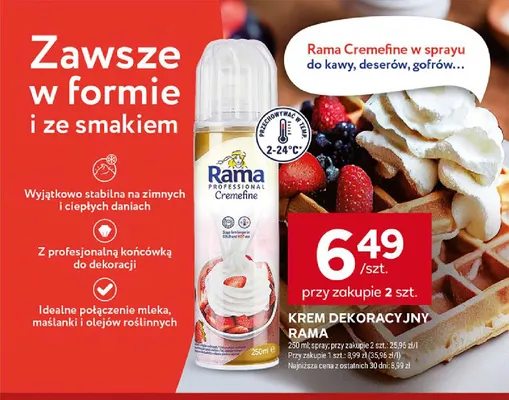 Krem dekoracyjny Rama Cremefine w sprayu promocja w Stokrotka