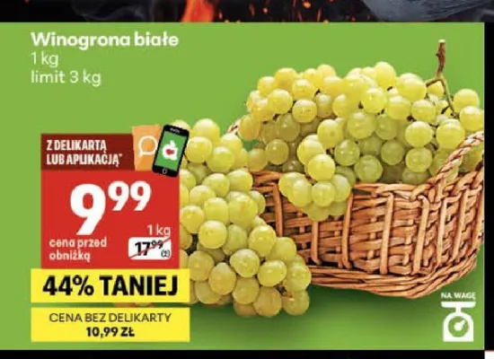 Winogrona białe promocja w Delikatesy Centrum