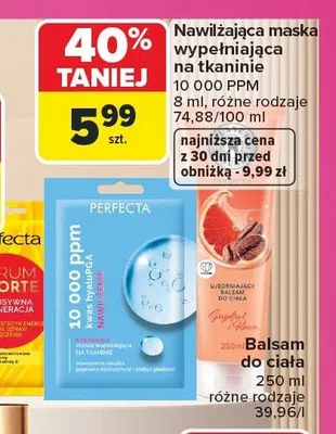 Nawilżająca maska wypełniająca na tkaninie Perfecta promocja w Carrefour