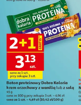 Baton proteinowy Dobra Kaloria krem orzechowy z wanilią lub z solą promocja w Auchan