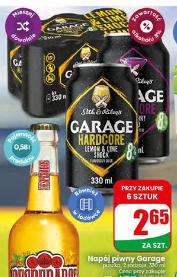 Napój piwny Garage Hardcore Lemon & Lime Shock promocja w Dino