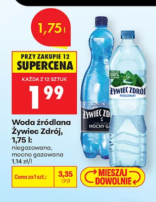 Woda źródlana gazowana Żywiec Zdrój mocno promocja w Biedronka