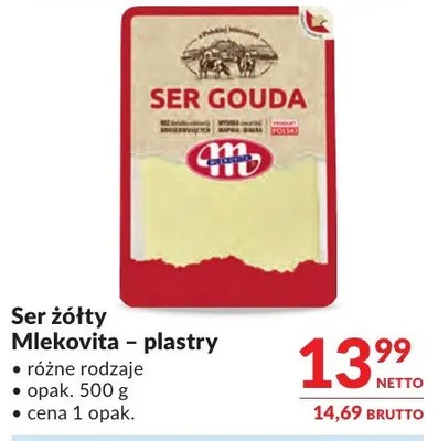 Ser żółty Mlekovita – plastry różne rodzaje promocja w Makro
