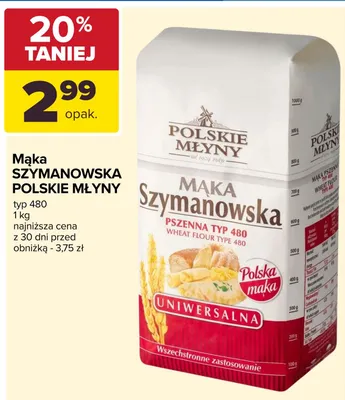 Mąka pszenna Szymanowska Polskie Młyny typ 480 promocja w Carrefour