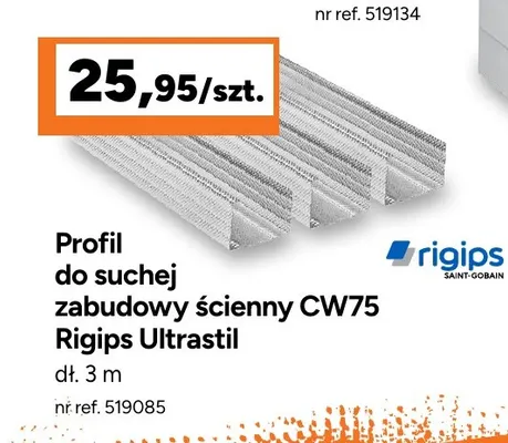 Profil do suchej zabudowy ścienny CW75 Rigips Ultrastil promocja w Bricoman