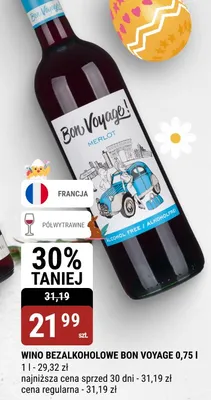 Wino bezalkoholowe Bon Voyage Merlot promocja w bi1