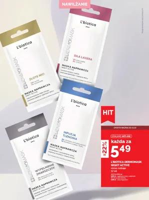 Maska naprawcza L'biotica Dermomask Night Active Infuzja Tlenowa promocja w Ziko Dermo