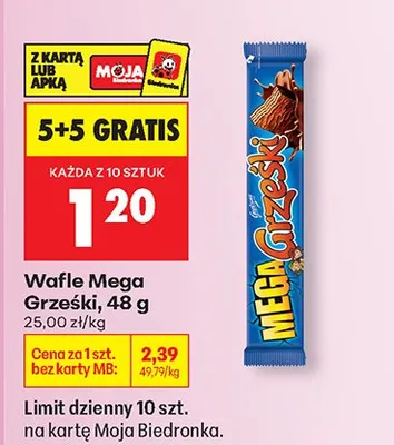 Wafle Grześki 5+5 GRATIS promocja w Biedronka