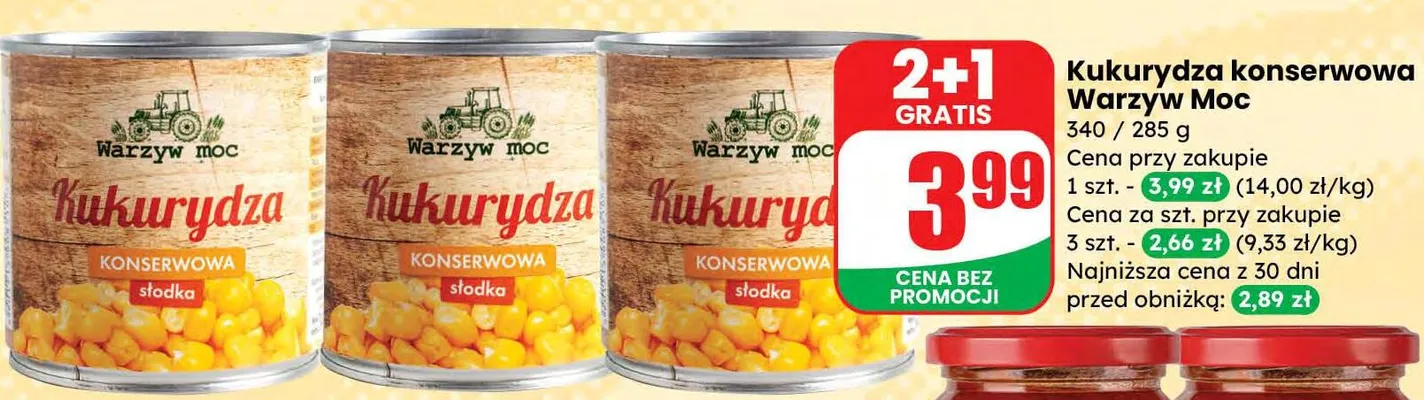 Kukurydza konserwowa słodka 2+1 GRATIS promocja w Dino