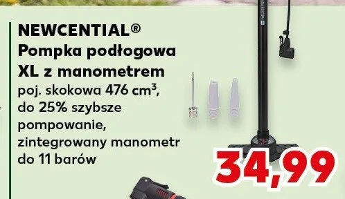 Pompka podłogowa XL z manometrem Newcential promocja w Kaufland