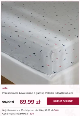 Prześcieradło bawełniane z gumką home&you Pelorka 160x200x25 cm promocja w home&you