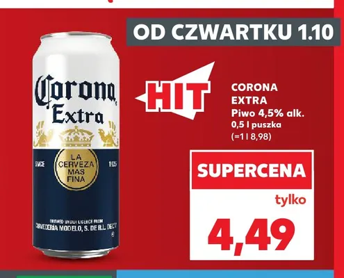 Piwo Corona Extra 4,5% alk. promocja w Kaufland