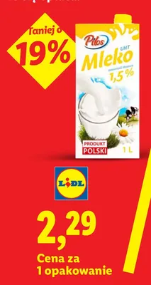 Mleko UHT 1,5% Pilos promocja w Lidl