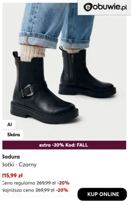 Botki czarne Badura promocja w eobuwie.pl