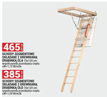 Schody segmentowe składane z drewnianą drabinką OLO promocja w Merkury Market
