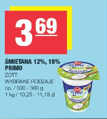 Śmietana Primo Zott 12% promocja w SPAR