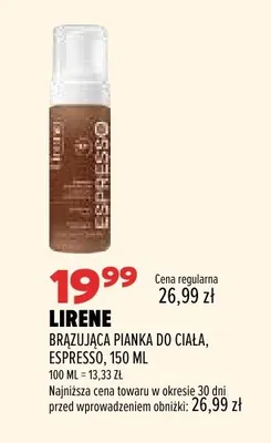 Brązująca pianka do ciała Lirene Espresso promocja w Drogerie Natura