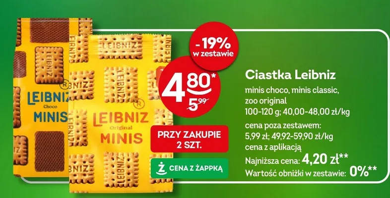 Ciastka Leibniz minis choco, minis classic, zoo original promocja w Żabka
