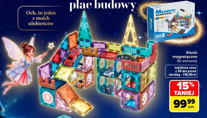 Klocki magnetyczne 82 elementy promocja w Carrefour