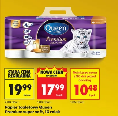 Papier toaletowy Premium super soft, 10 rolek promocja w Biedronka