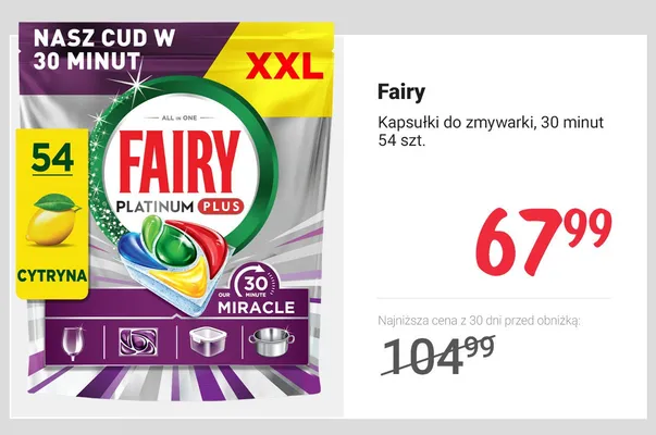 Kapsułki do zmywarki Fairy Platinum Plus Cytryna promocja w Rossmann