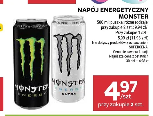 Napój energetyczny Monster promocja w Stokrotka