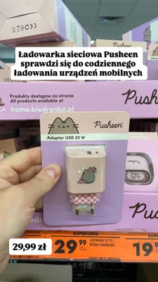 Ładowarka sieciowa Pusheen Adapter USB 20W promocja w Biedronka
