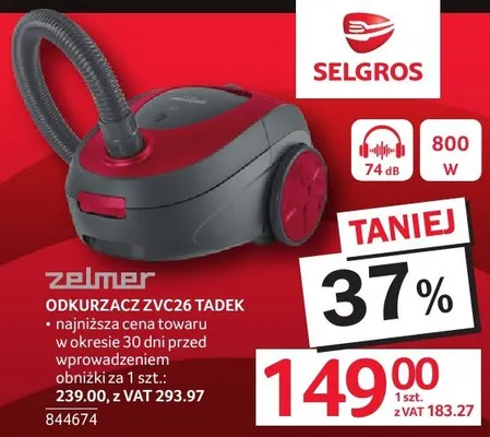 Odkurzacz ZELMER ZVC26 TADEK promocja w Selgros