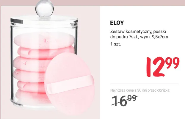 Zestaw kosmetyczny, puszki do pudru 7 szt. Eloy promocja w Rossmann