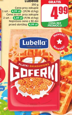 Płatki Goferki Lubella promocja w Dino