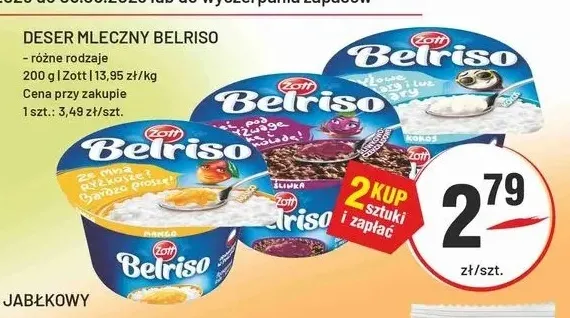 Deser mleczny Belriso kokos Zott promocja w Sedal